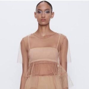 Tulle Peplum Top by Zara